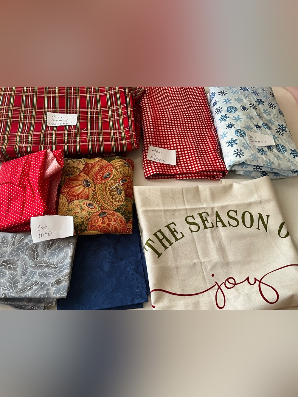 Holiday/Christmas Quilting Sewing Scraps Grab Bag Plaid Check 2.13 Pound Cotton